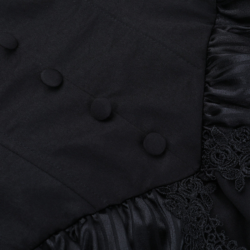 Ruched striped button applique solid maxi skirt  | Festival Outfits Women