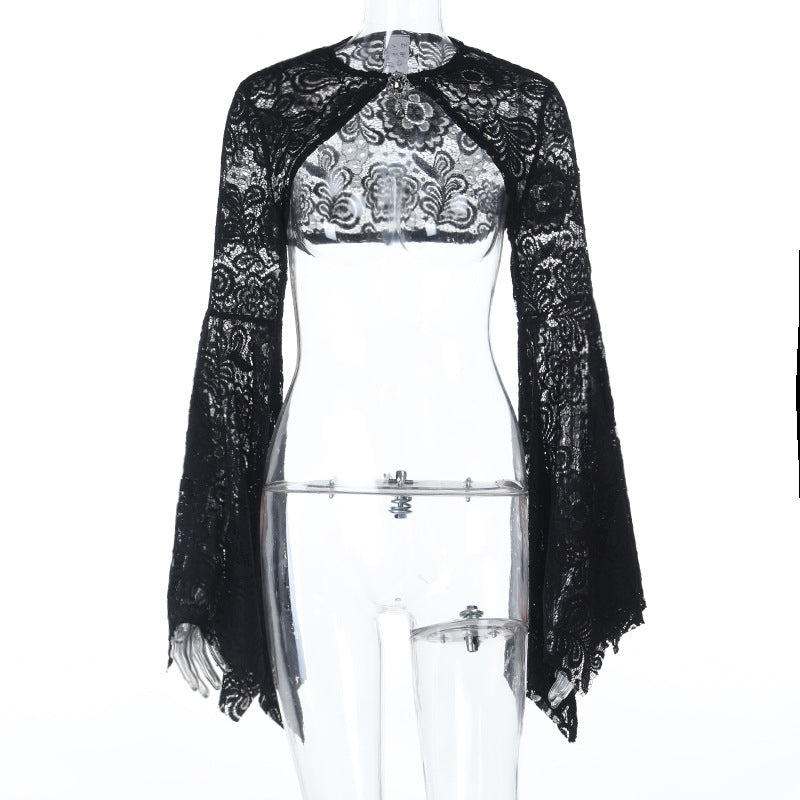 Long flared sleeve lace shrug top  | Festival Outfits Women