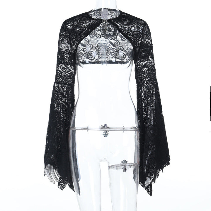Long flared sleeve lace shrug top  | Festival Outfits Women