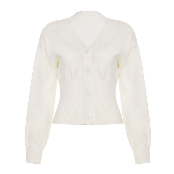 Long sleeve v neck button knitted top  | Festival Outfits Women