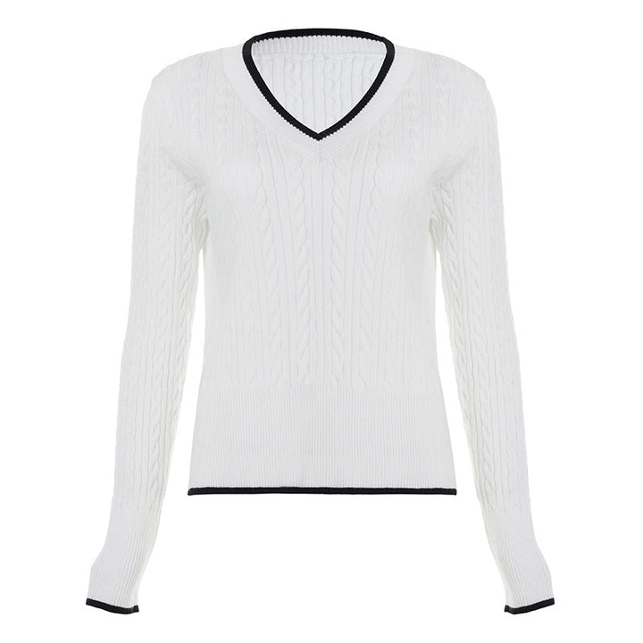 V neck long sleeve knitted top  | Festival Outfits Women