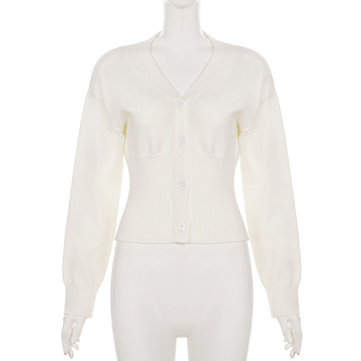 Long sleeve v neck button knitted top  | Festival Outfits Women