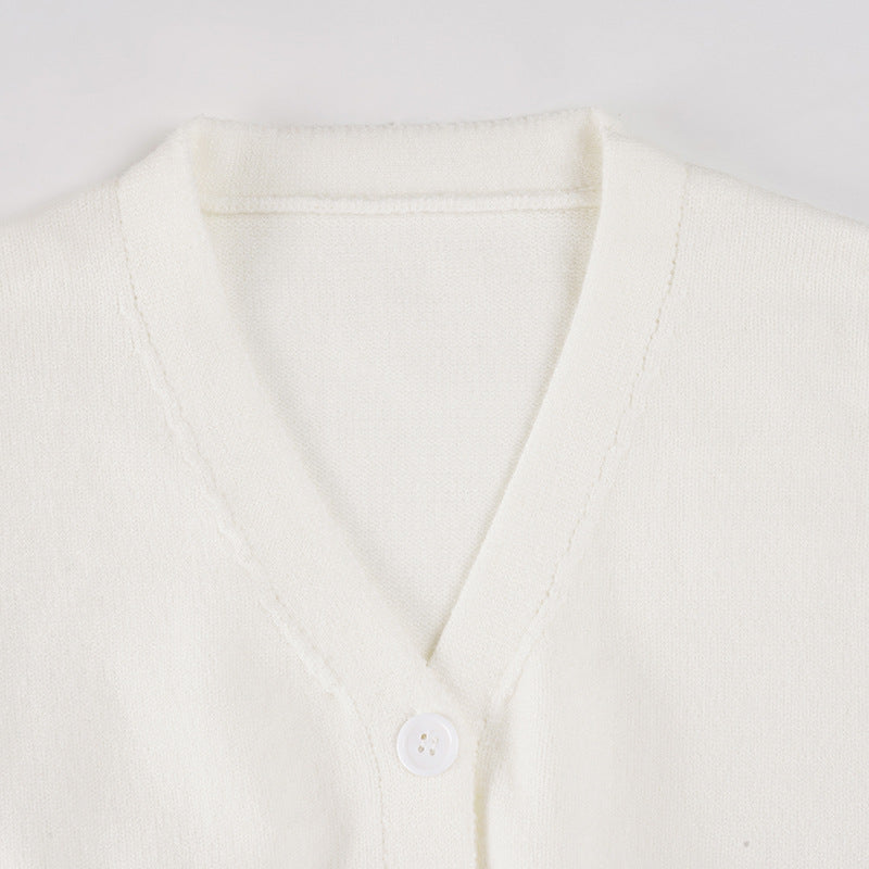 Long sleeve v neck button knitted top  | Festival Outfits Women