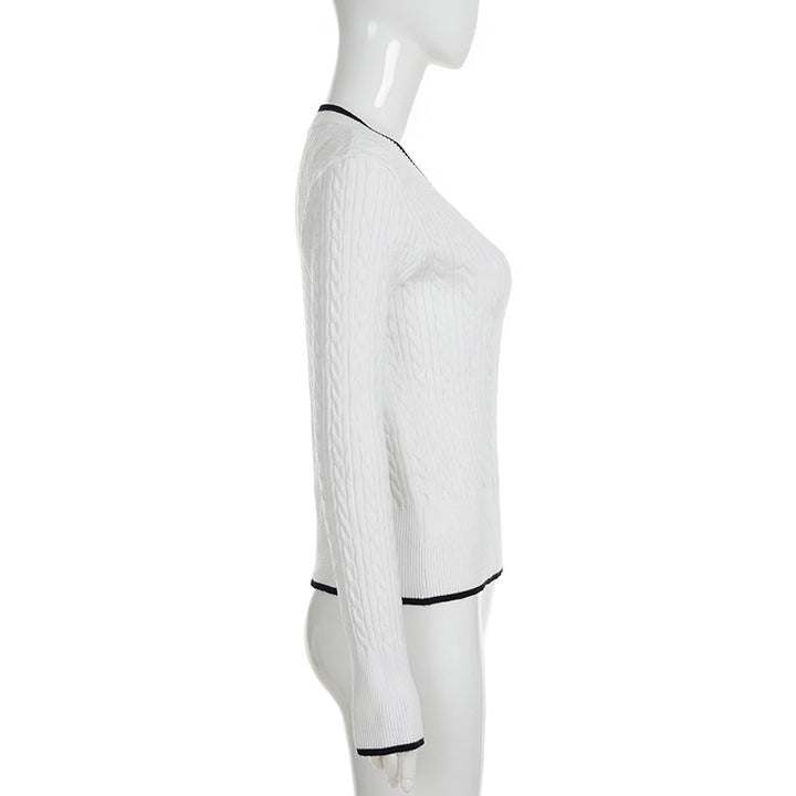 V neck long sleeve knitted top  | Festival Outfits Women