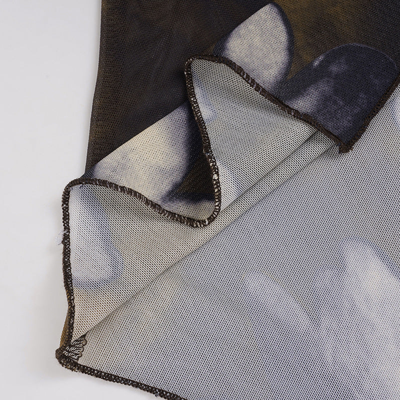 Mesh flower print contrast mini skirt  | Festival Outfits Women