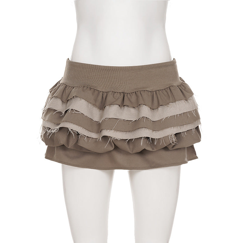 Ruched raw hem A line mini skirt  | Festival Outfits Women