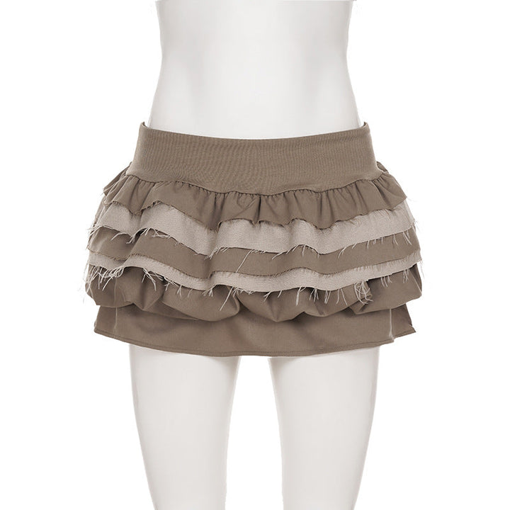 Ruched raw hem A line mini skirt  | Festival Outfits Women