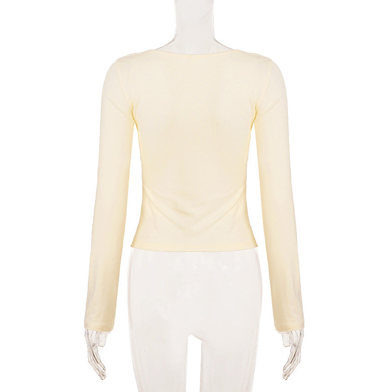 Bowknot long sleeve v neck lace top  | Festival Outfits Women