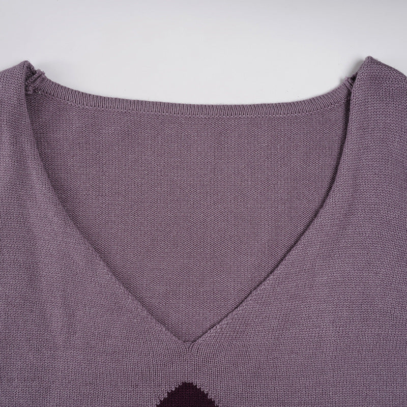 Knitted long sleeve v neck flower pattern top  | Festival Outfits Women