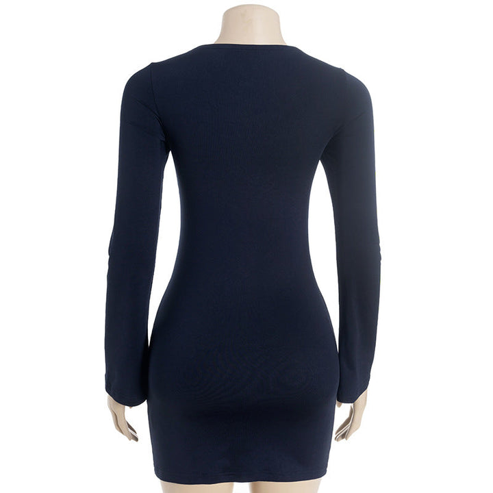 Hollow out long sleeve ruched solid cut out mini dress  | Festival Outfits Women