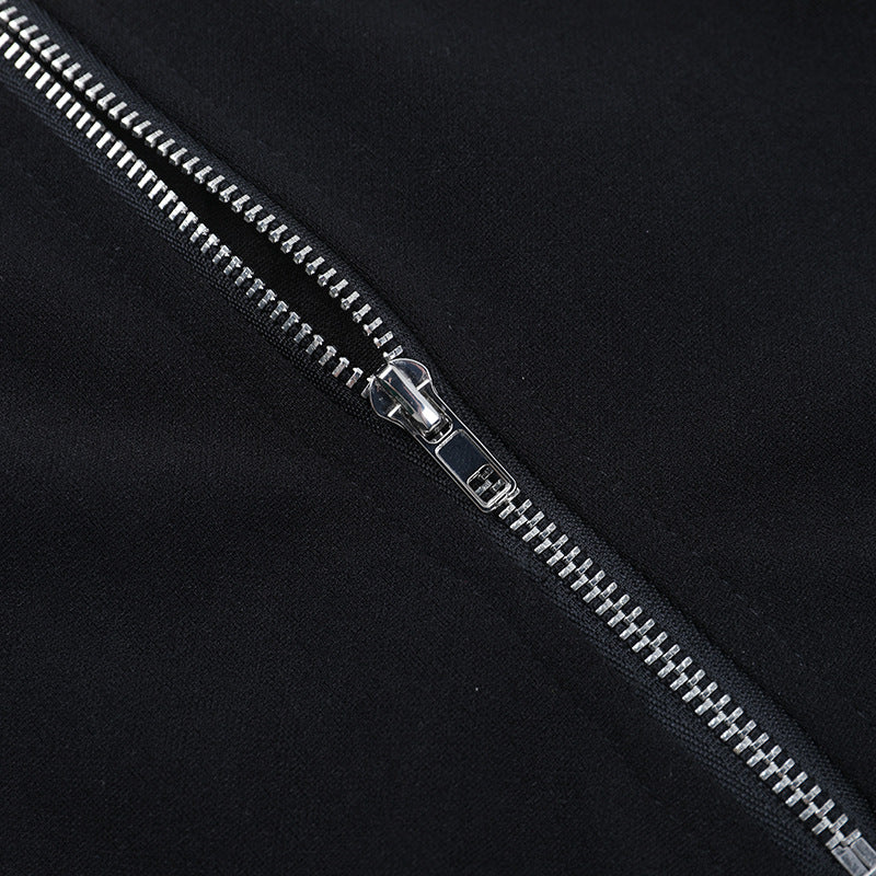 Metal chain zip-up bone pattern buckle cami top  | Festival Outfits Women-final-sale