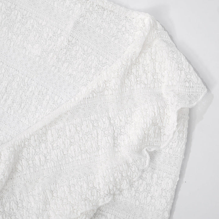 Long flared sleeve self tie v neck solid top  | Festival Outfits Women