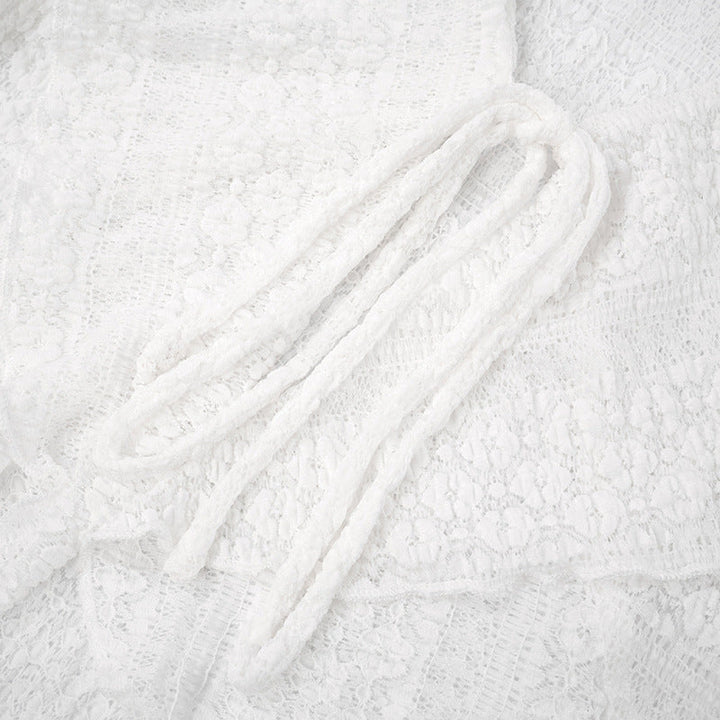 Long flared sleeve self tie v neck solid top  | Festival Outfits Women