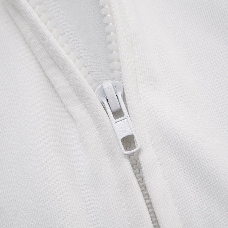 Long sleeve zip-up hoodie self tie halter pant set  | Festival Outfits Women