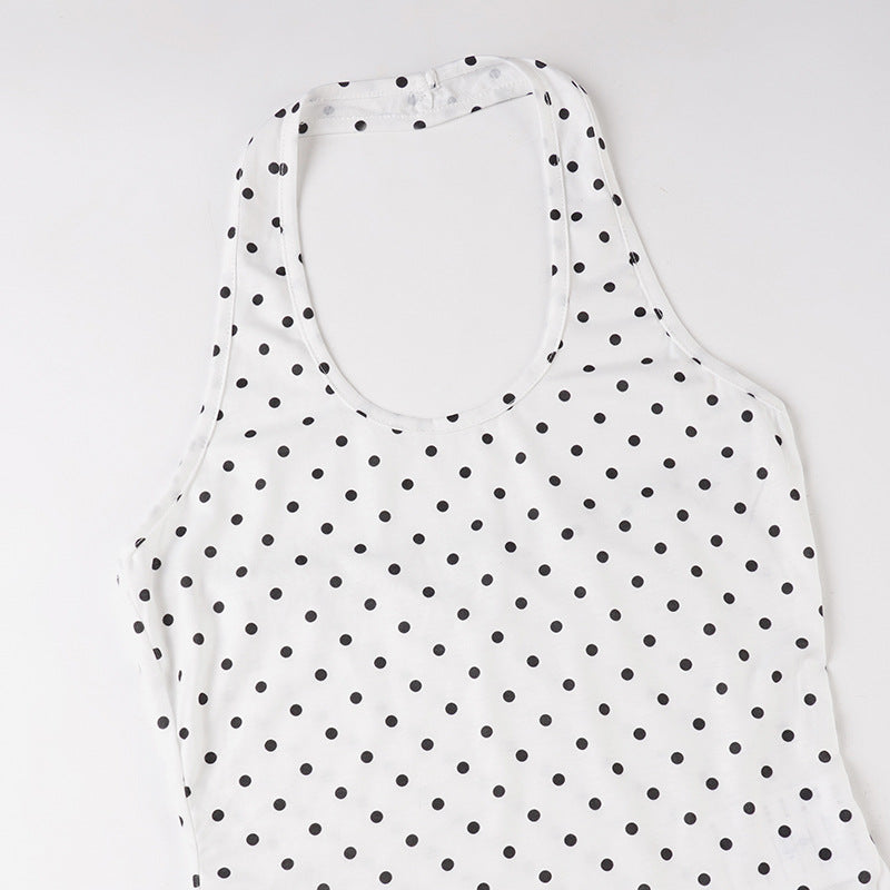 Long sleeve polka dot halter 2 piece top  | Festival Outfits Women