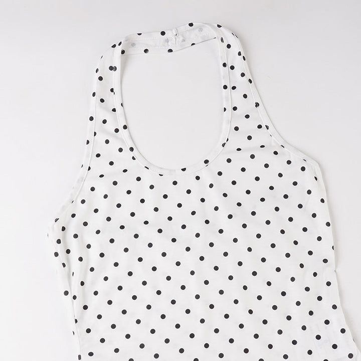 Long sleeve polka dot halter 2 piece top  | Festival Outfits Women
