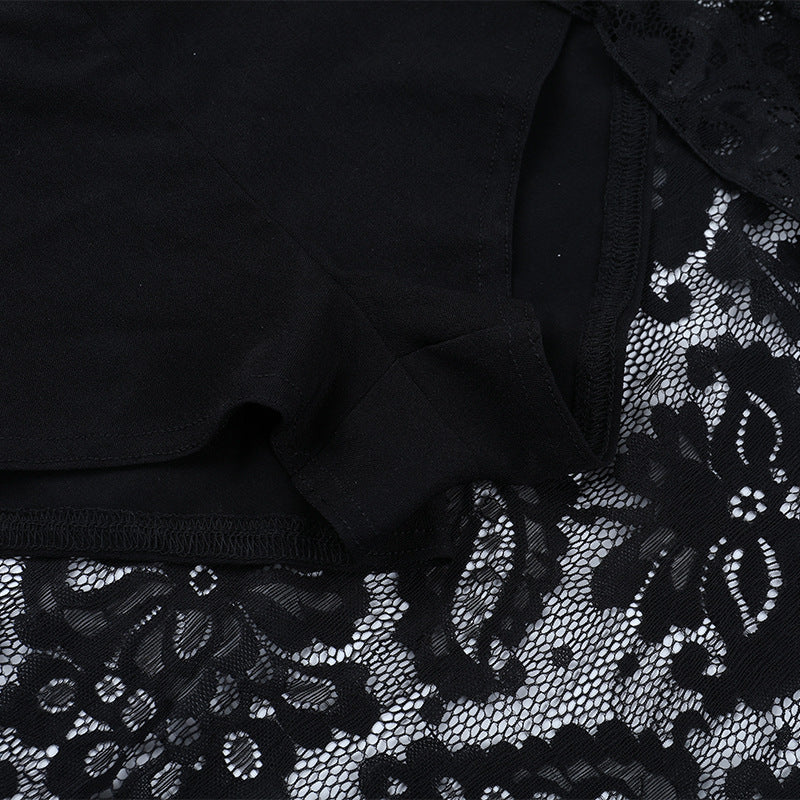 Lace slit buckle zip-up solid maxi skirt  | Festival Outfits Women