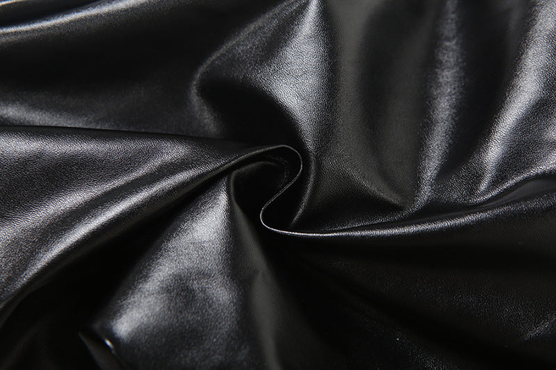 Hoodie zip-up PU leather hollow out cut out top  | Festival Outfits Women-final-sale