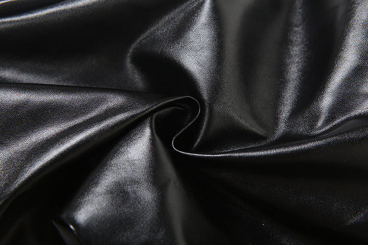 Hoodie zip-up PU leather hollow out cut out top  | Festival Outfits Women-final-sale