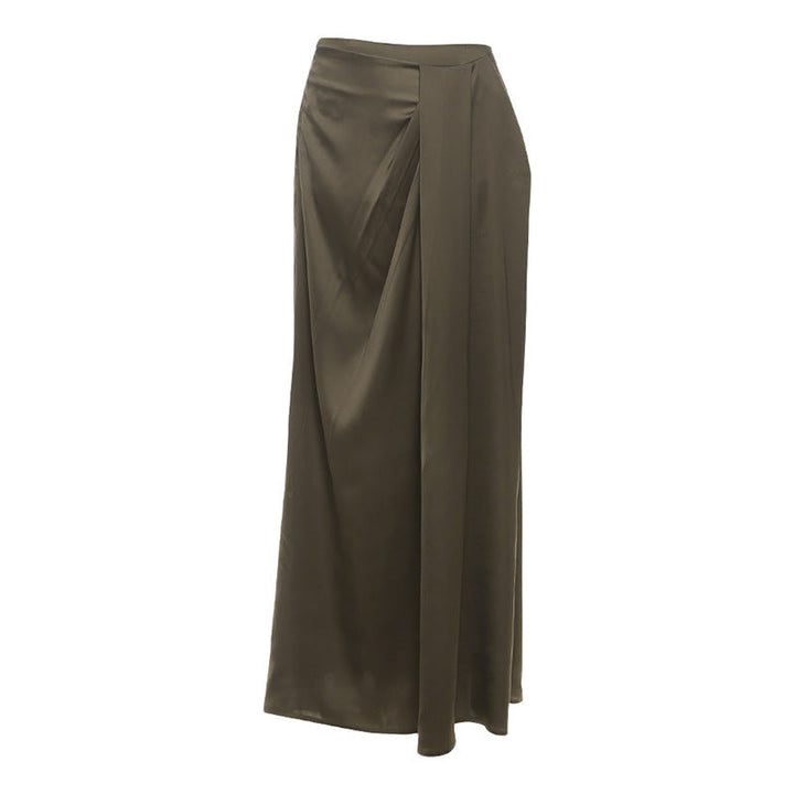 Irregular zip-up ruched solid maxi skirt  | Festival Outfits Women