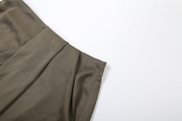 Irregular zip-up ruched solid maxi skirt  | Festival Outfits Women