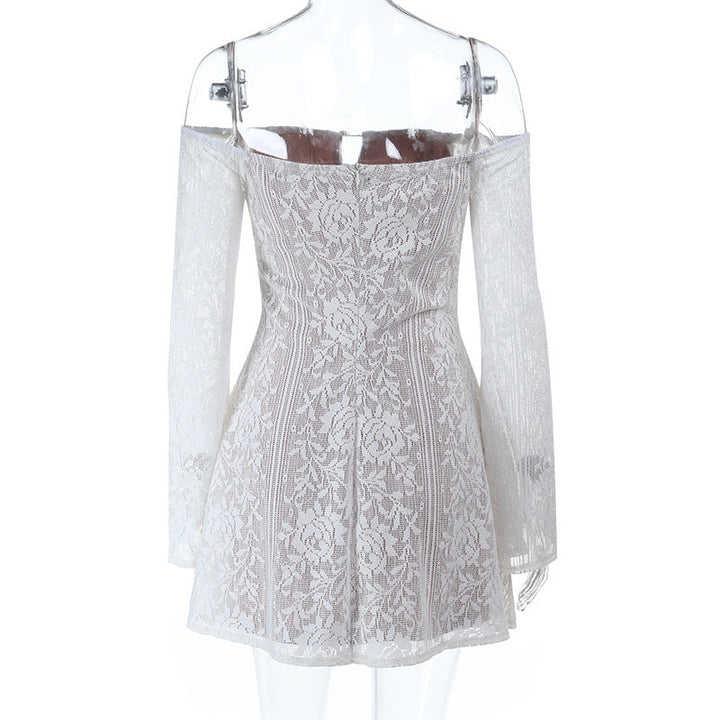 Off shoulder button hollow out cut out mini dress  | Festival Outfits Women-final-sale
