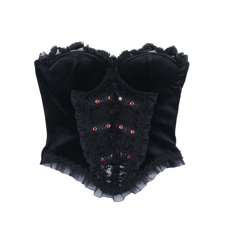 Sweetheart neck ruffle velvet top  | Festival Outfits Women