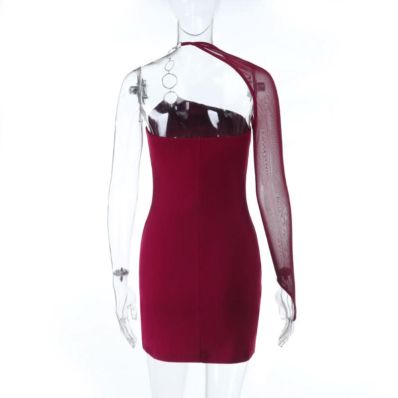One shoulder o ring backless mini dress  | Festival Outfits Women