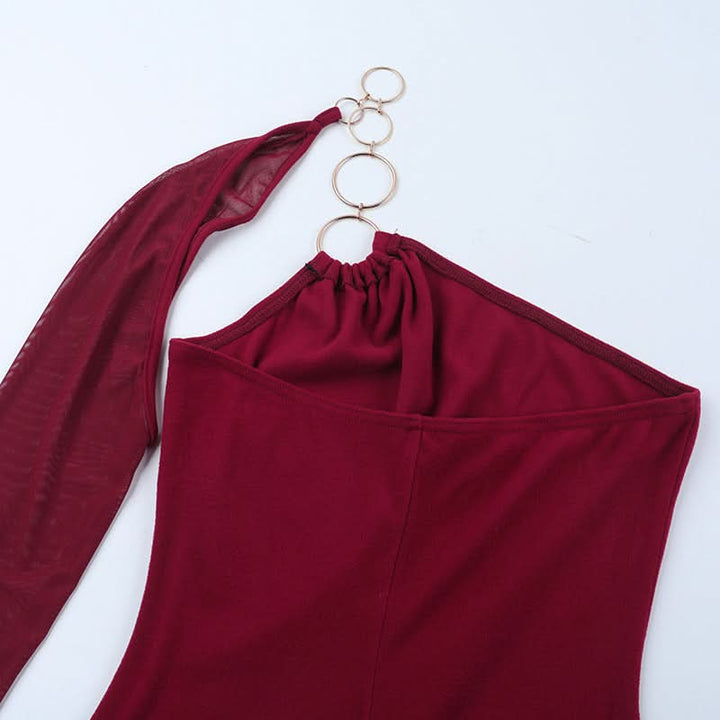 One shoulder o ring backless mini dress  | Festival Outfits Women