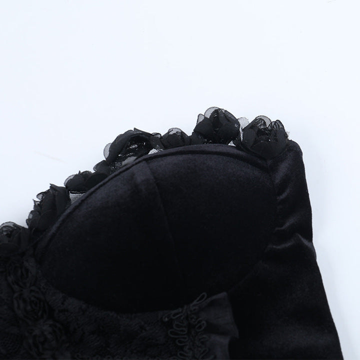 Sweetheart neck ruffle velvet top  | Festival Outfits Women
