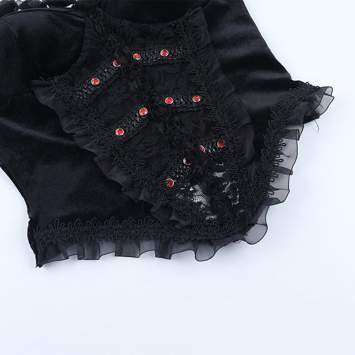 Sweetheart neck ruffle velvet top  | Festival Outfits Women