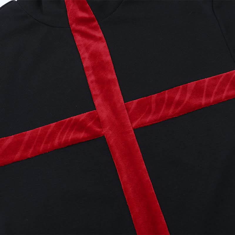 High neck cross pattern long sleeve top  | Festival Outfits Women