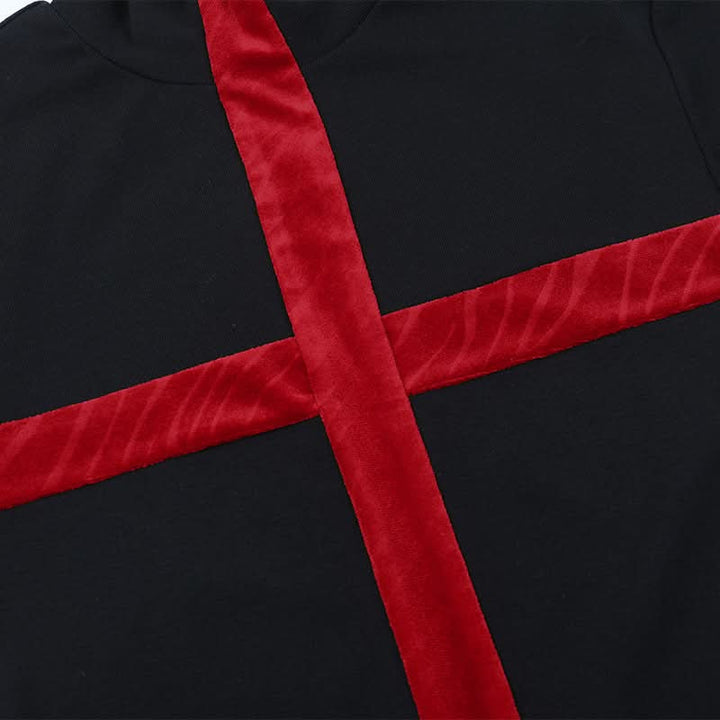 High neck cross pattern long sleeve top  | Festival Outfits Women