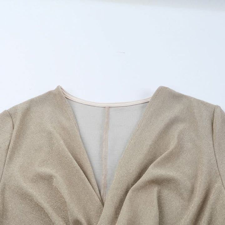 V neck ruched long sleeve mini dress  | Festival Outfits Women