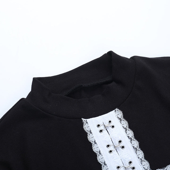 Long sleeve crewneck cross pattern top  | Festival Outfits Women