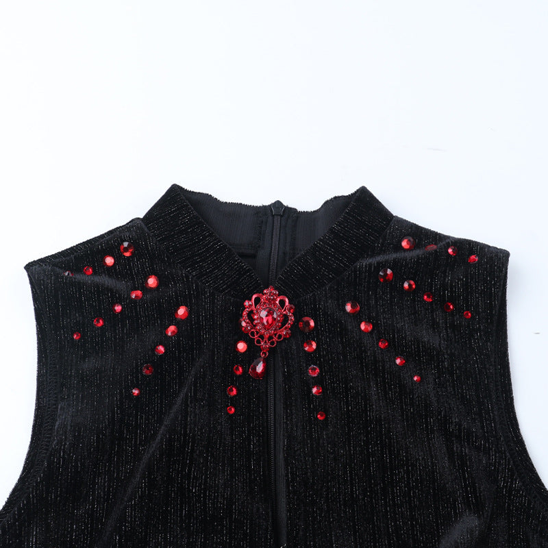 Sleeveless hollow out beaded cut out maxi dress  | Festival Outfits Women-final-sale