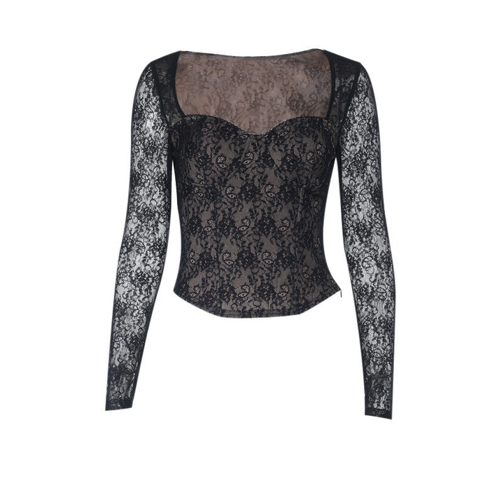 Long sleeve lace corset zip-up top  | Festival Outfits Women