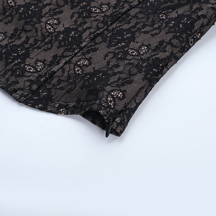 Long sleeve lace corset zip-up top  | Festival Outfits Women