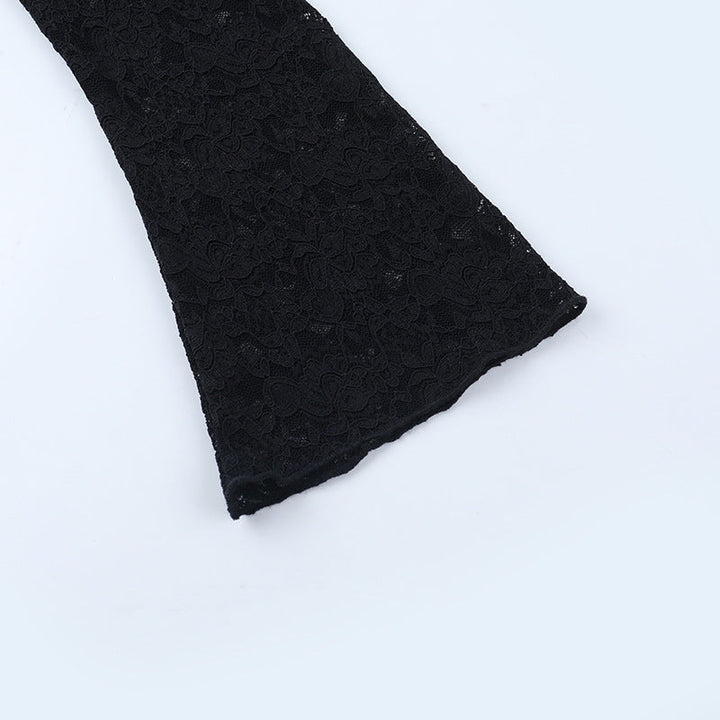 Long sleeve self tie lace crop top  | Festival Outfits Women