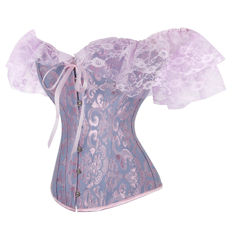Off shoulder lace hem corset button top  | Festival Outfits Women
