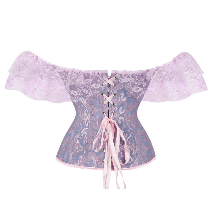 Off shoulder lace hem corset button top  | Festival Outfits Women