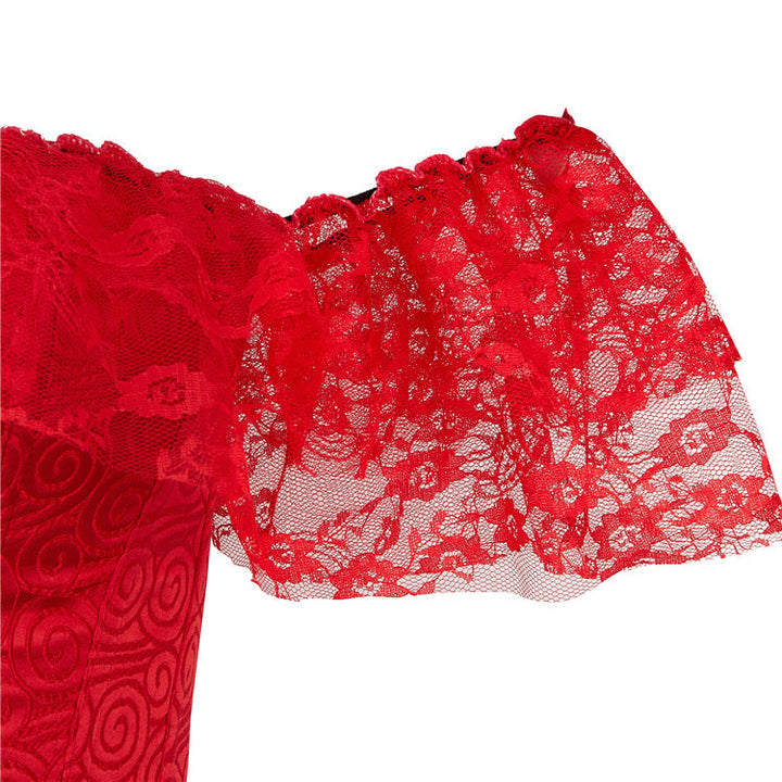 Off shoulder lace hem corset button top  | Festival Outfits Women