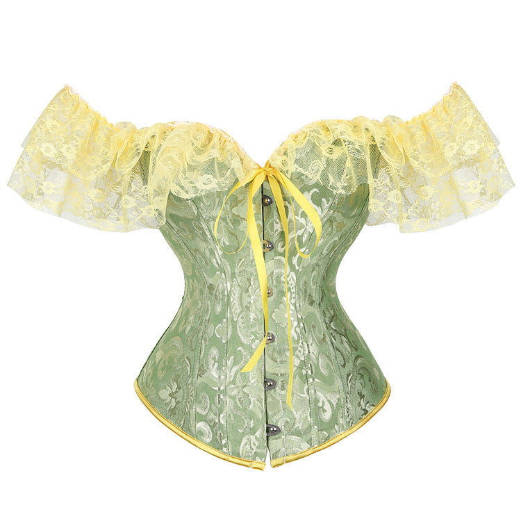 Off shoulder lace hem corset button top  | Festival Outfits Women