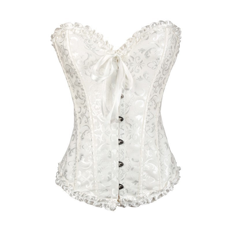 Sweetheart neck lace up corset button ruffle top  | Festival Outfits Women