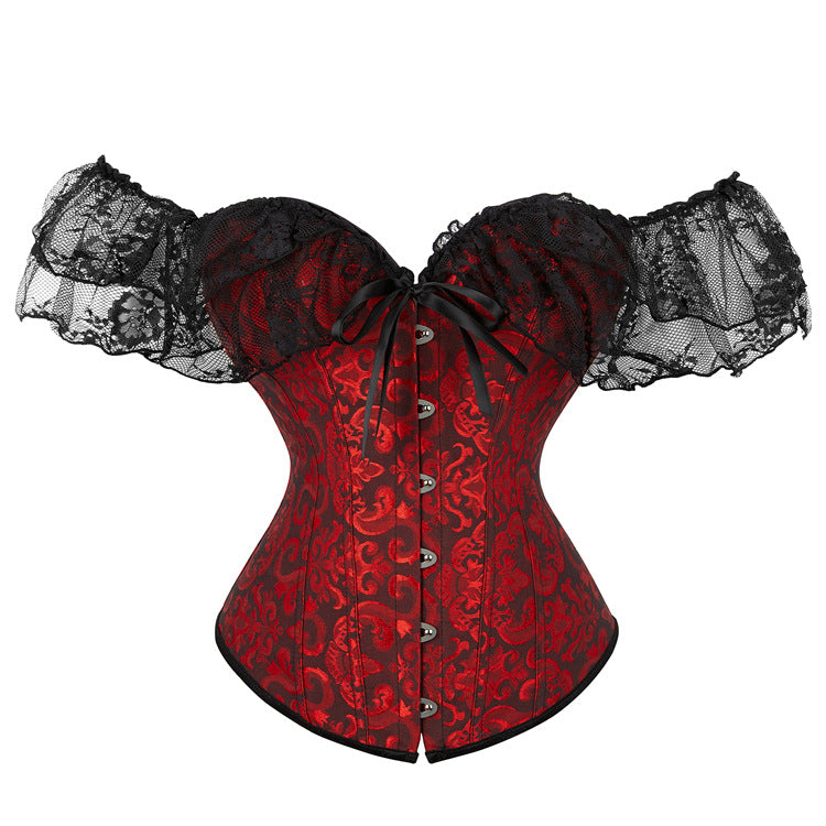 Off shoulder lace hem corset button top  | Festival Outfits Women