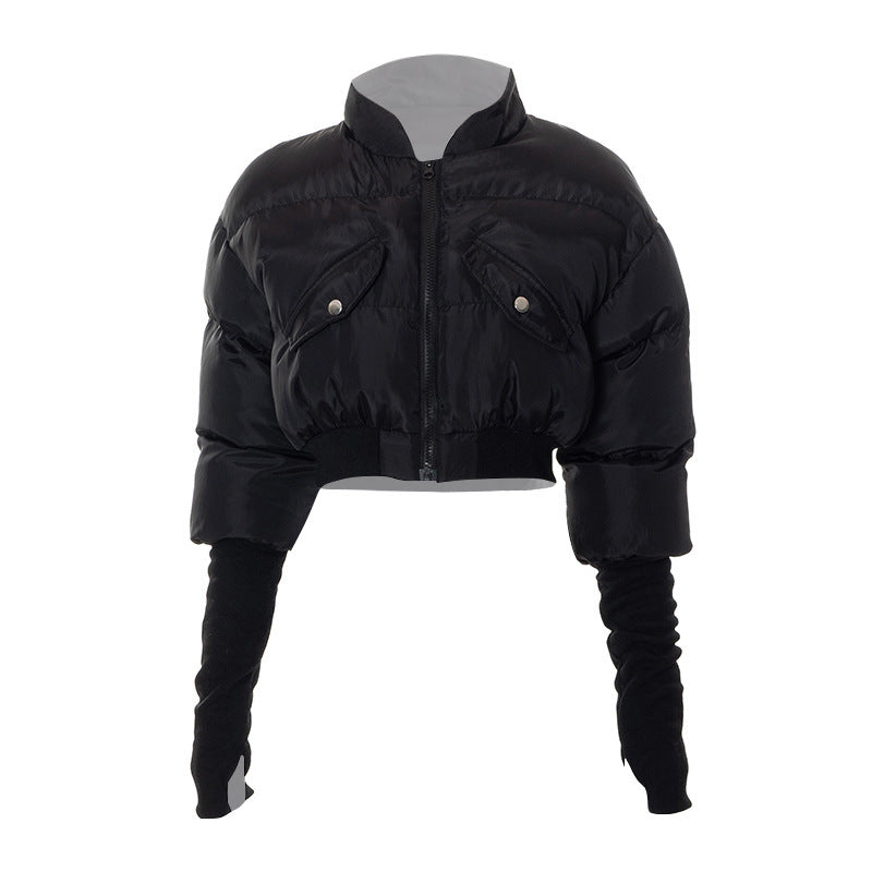 Long sleeve high neck zip-up pocket coat top  | Festival Outfits Women