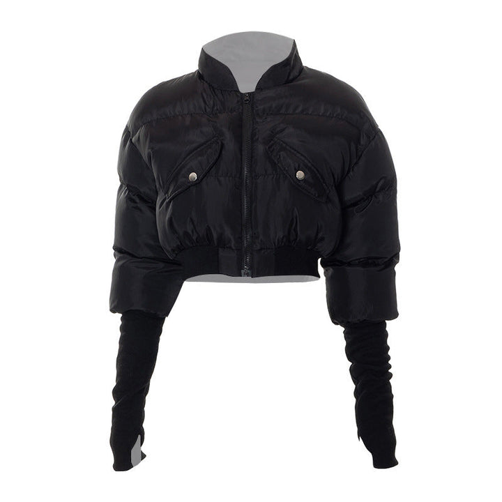 Long sleeve high neck zip-up pocket coat top  | Festival Outfits Women