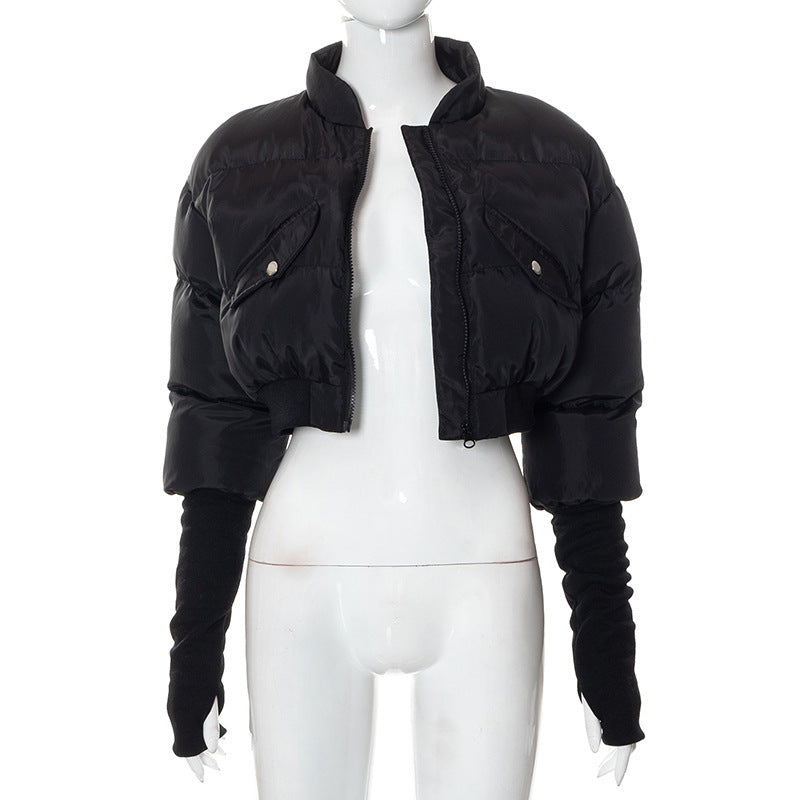 Long sleeve high neck zip-up pocket coat top  | Festival Outfits Women