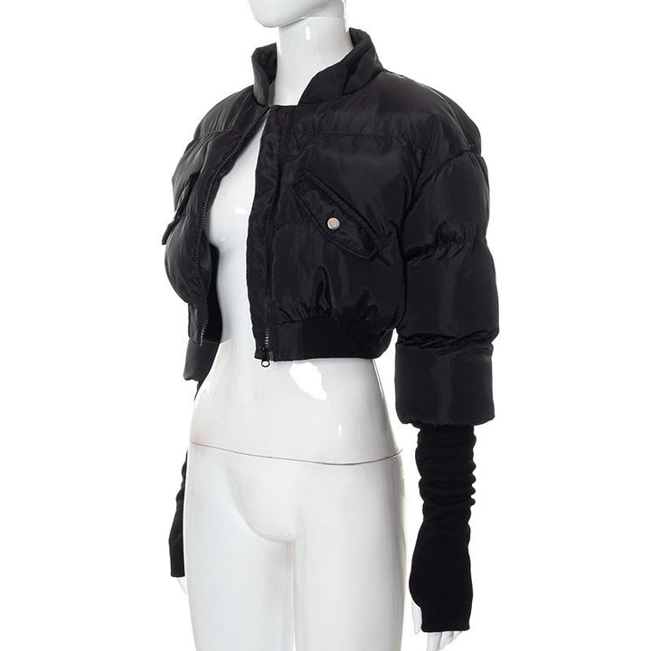 Long sleeve high neck zip-up pocket coat top  | Festival Outfits Women