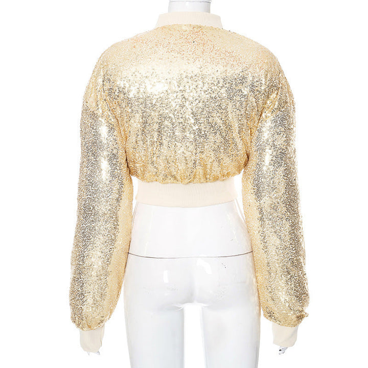 Glitter long sleeve zip-up coat top  | Festival Outfits Women